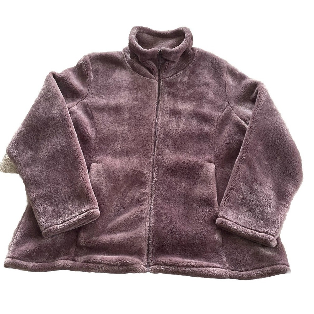 32 Degrees Heat Womens Full‎ Zip Plush Fleece Jacket Fuzzy 2XL Purple Lavender